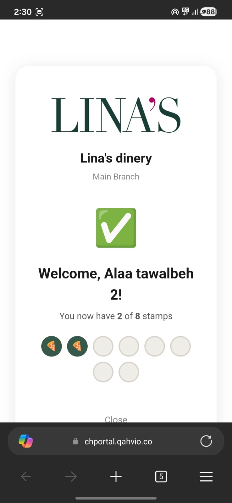 العميل يرى رصيد الطوابع يتحدث فوراً